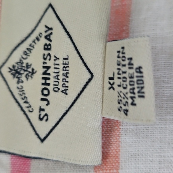 St. John's Bay Multicolored Striped Short Sleeve Shirt - Picture 9 of 10